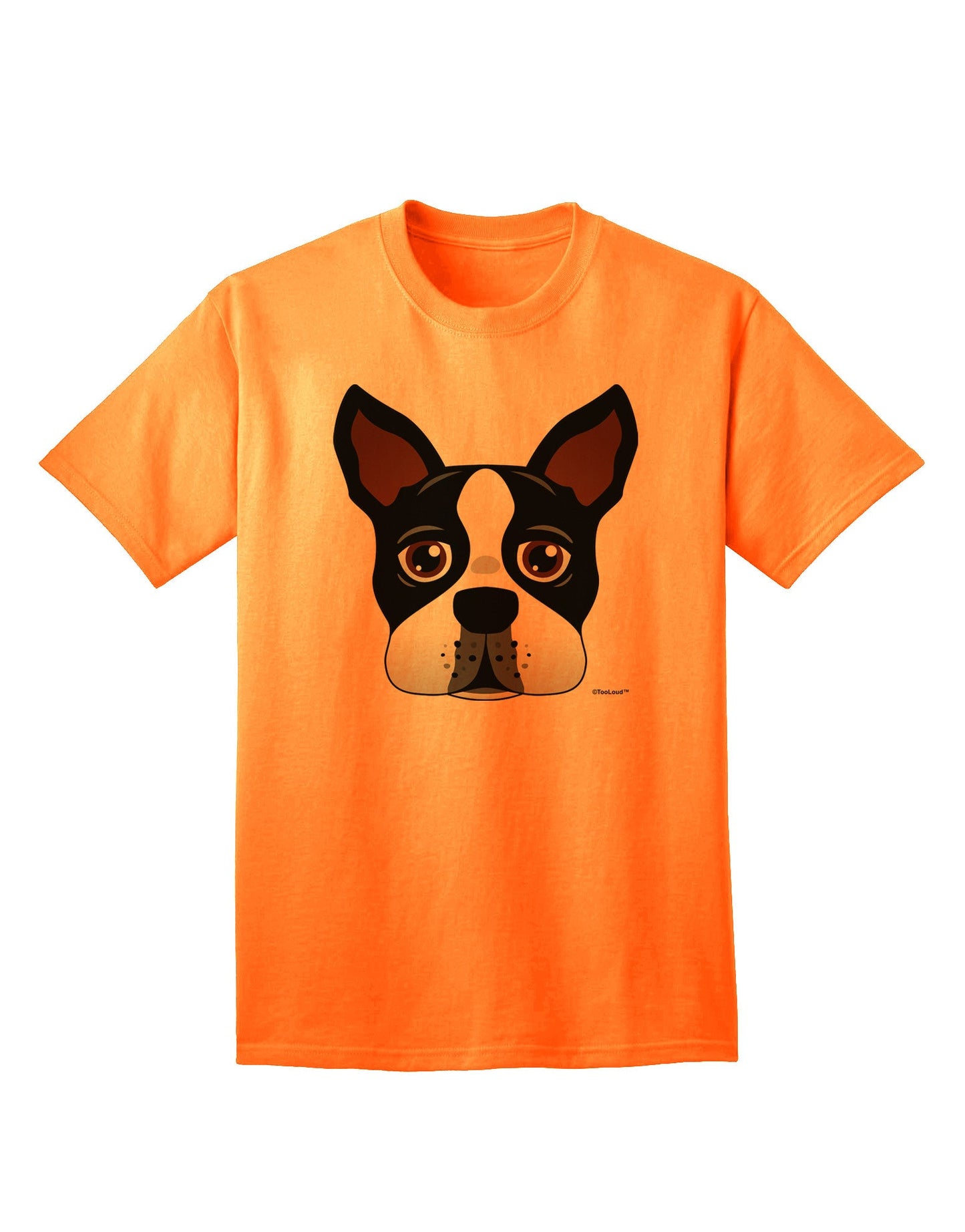 Charming Boston Terrier Dog Face - Premium Adult T-Shirt for Dog Lovers-Mens T-shirts-TooLoud-Neon-Orange-Small-Davson Sales