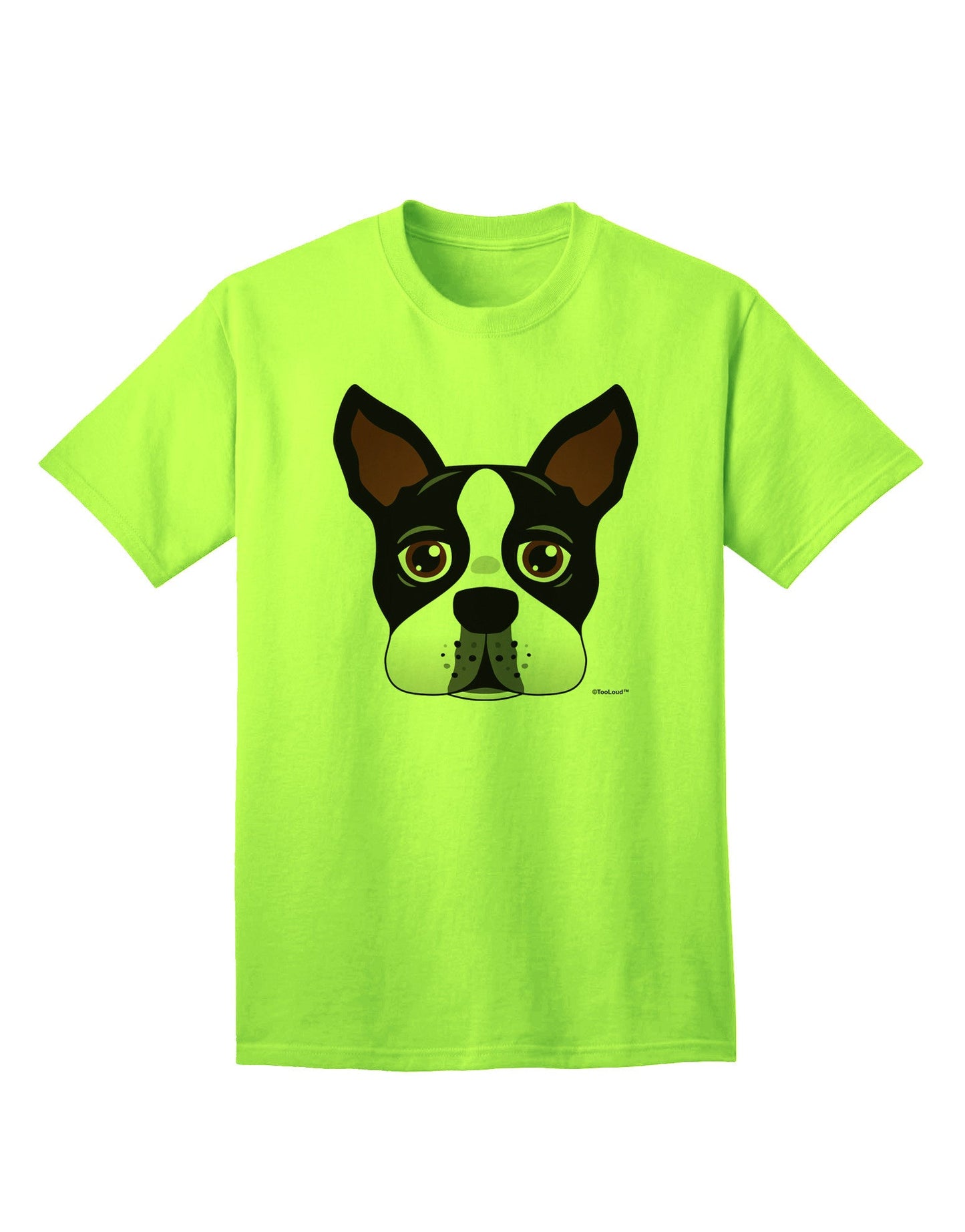 Charming Boston Terrier Dog Face - Premium Adult T-Shirt for Dog Lovers-Mens T-shirts-TooLoud-Neon-Green-Small-Davson Sales