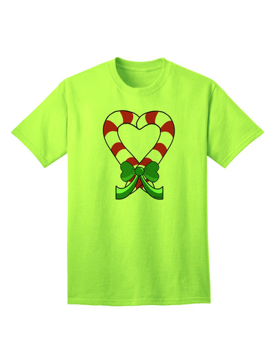 Charming Candy Cane Heart - Christmas Adult T-Shirt Collection-Mens T-shirts-TooLoud-Neon-Green-Small-Davson Sales