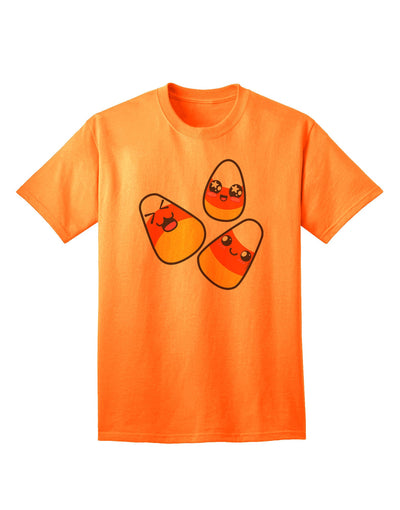 Charming Candy Corn Family Halloween Adult T-Shirt - Perfect for Festive Celebrations-Mens T-shirts-TooLoud-Neon-Orange-Small-Davson Sales