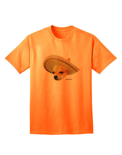 Charming Chihuahua Dog with Sombrero - Exquisite Patchwork Design Adult T-Shirt by TooLoud-Mens T-shirts-TooLoud-Neon-Orange-Small-Davson Sales