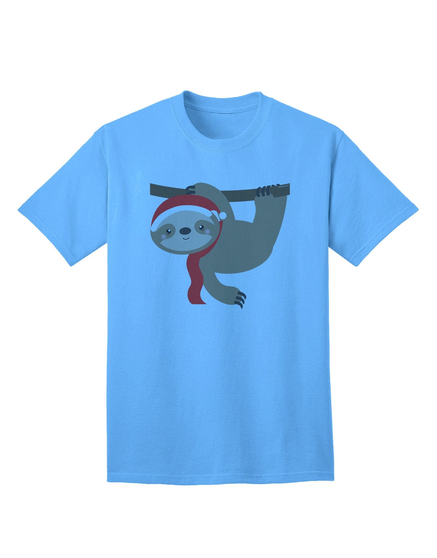 Charming Christmas Sloth with Santa Hat: Premium Adult T-Shirt Collection-Mens T-shirts-TooLoud-Aquatic-Blue-Small-Davson Sales