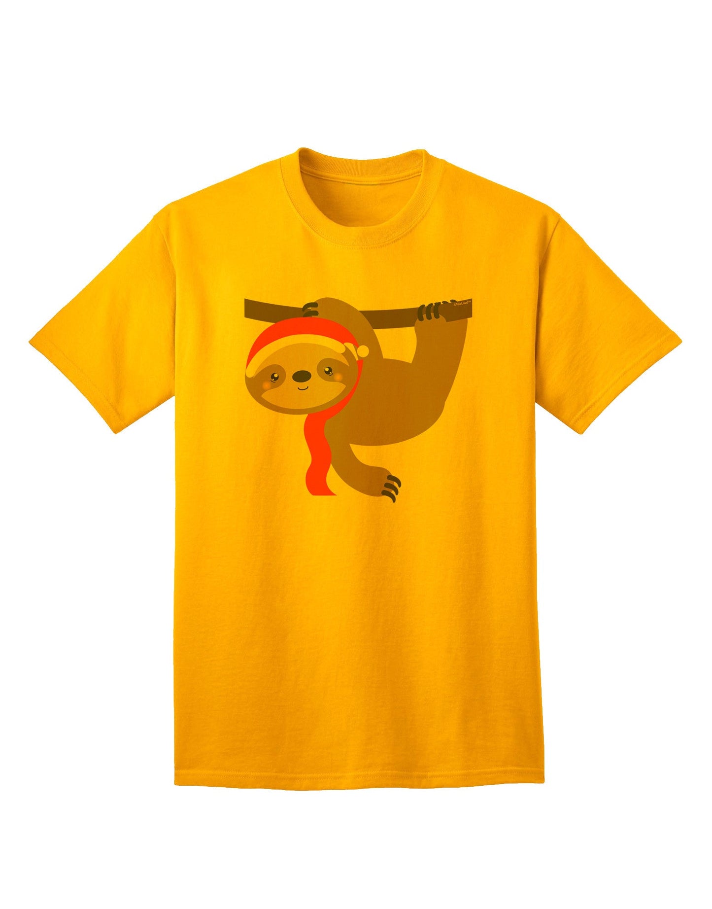 Charming Christmas Sloth with Santa Hat: Premium Adult T-Shirt Collection-Mens T-shirts-TooLoud-Gold-Small-Davson Sales