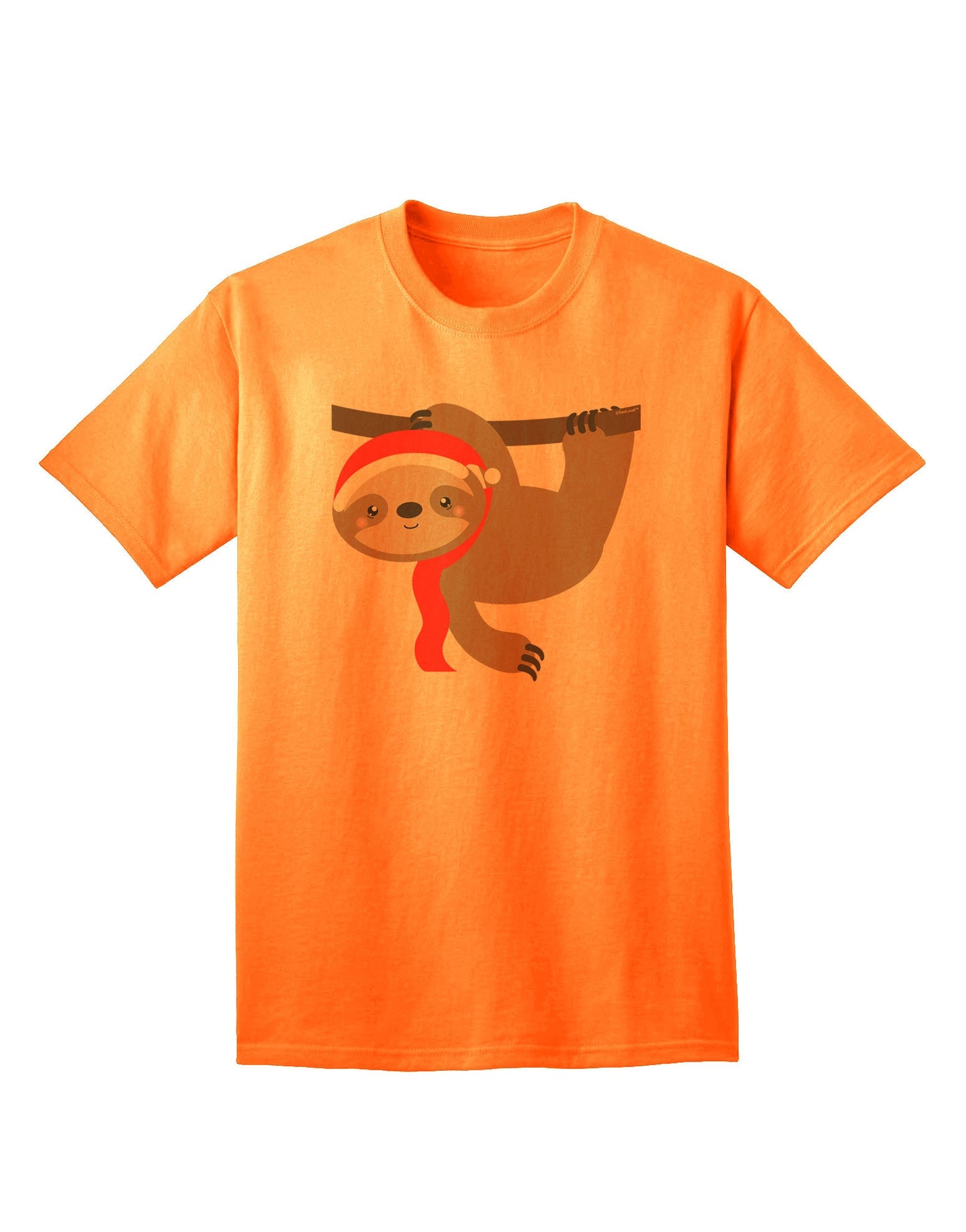 Charming Christmas Sloth with Santa Hat: Premium Adult T-Shirt Collection-Mens T-shirts-TooLoud-Neon-Orange-Small-Davson Sales