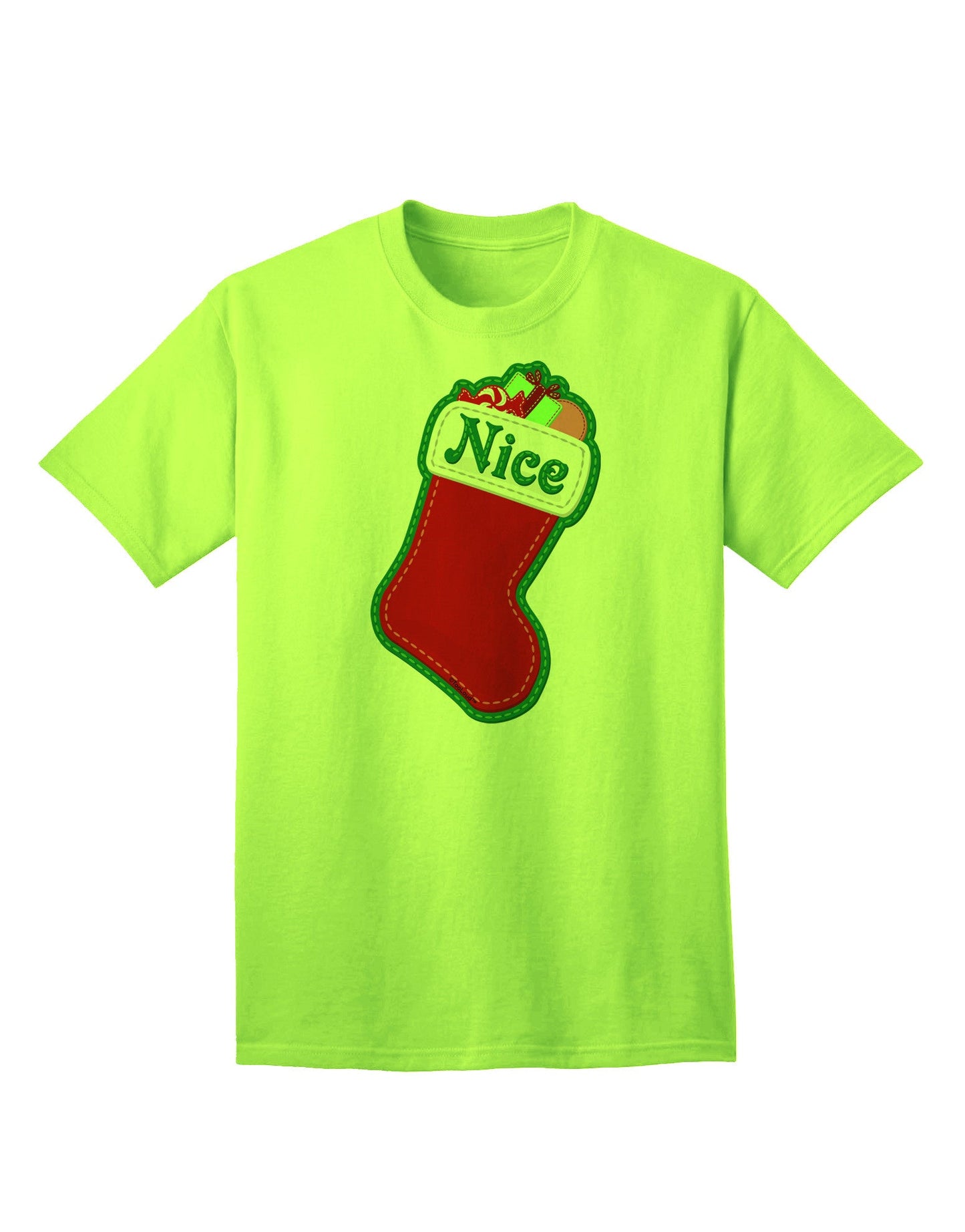 Charming Collection: Nice Stocking Cute Christmas Adult T-Shirt - Perfect for Festive Season-Mens T-shirts-TooLoud-Neon-Green-Small-Davson Sales