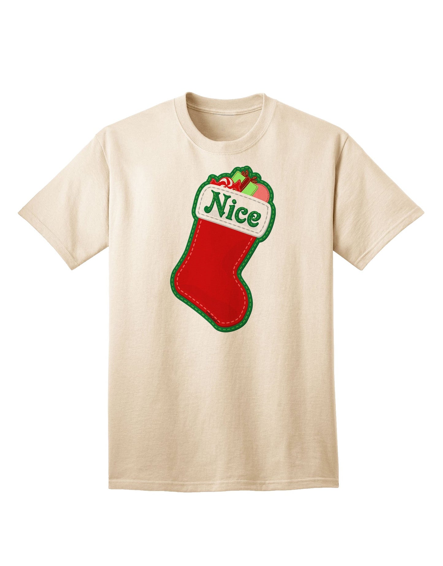 Charming Collection: Nice Stocking Cute Christmas Adult T-Shirt - Perfect for Festive Season-Mens T-shirts-TooLoud-Natural-Small-Davson Sales