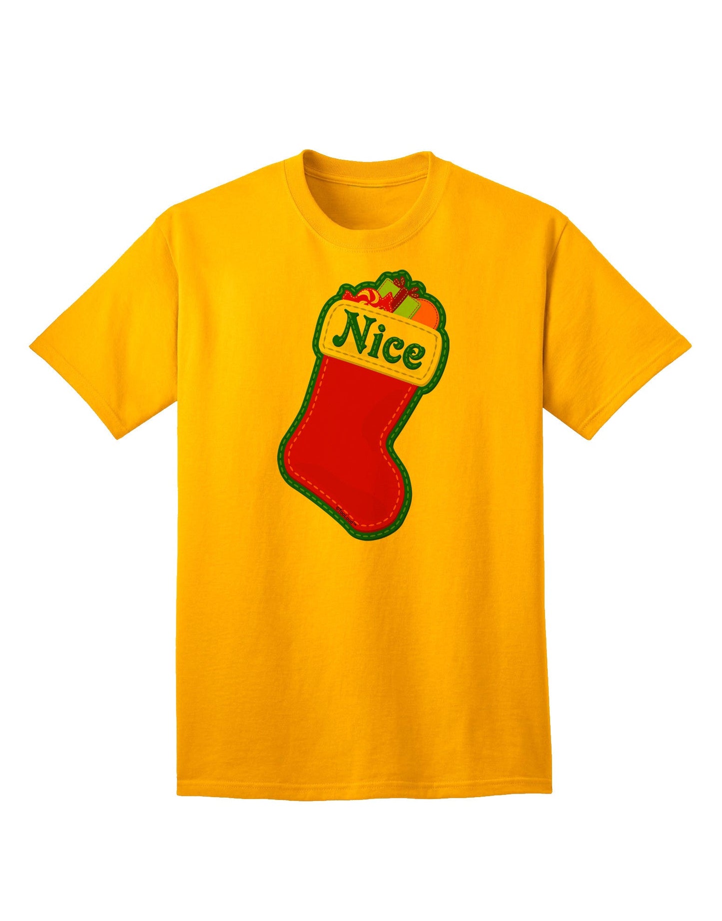 Charming Collection: Nice Stocking Cute Christmas Adult T-Shirt - Perfect for Festive Season-Mens T-shirts-TooLoud-Gold-Small-Davson Sales