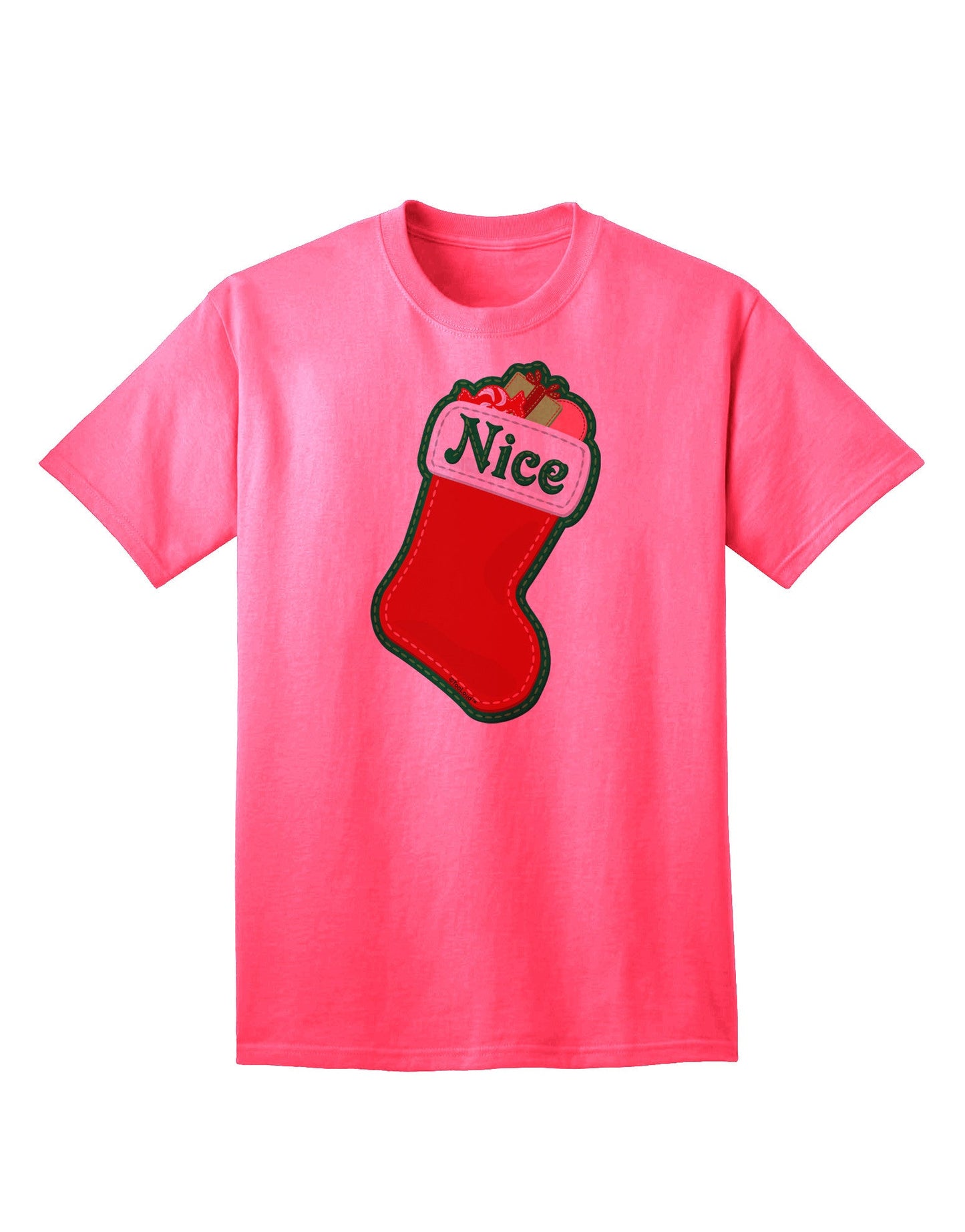 Charming Collection: Nice Stocking Cute Christmas Adult T-Shirt - Perfect for Festive Season-Mens T-shirts-TooLoud-Neon-Pink-Small-Davson Sales