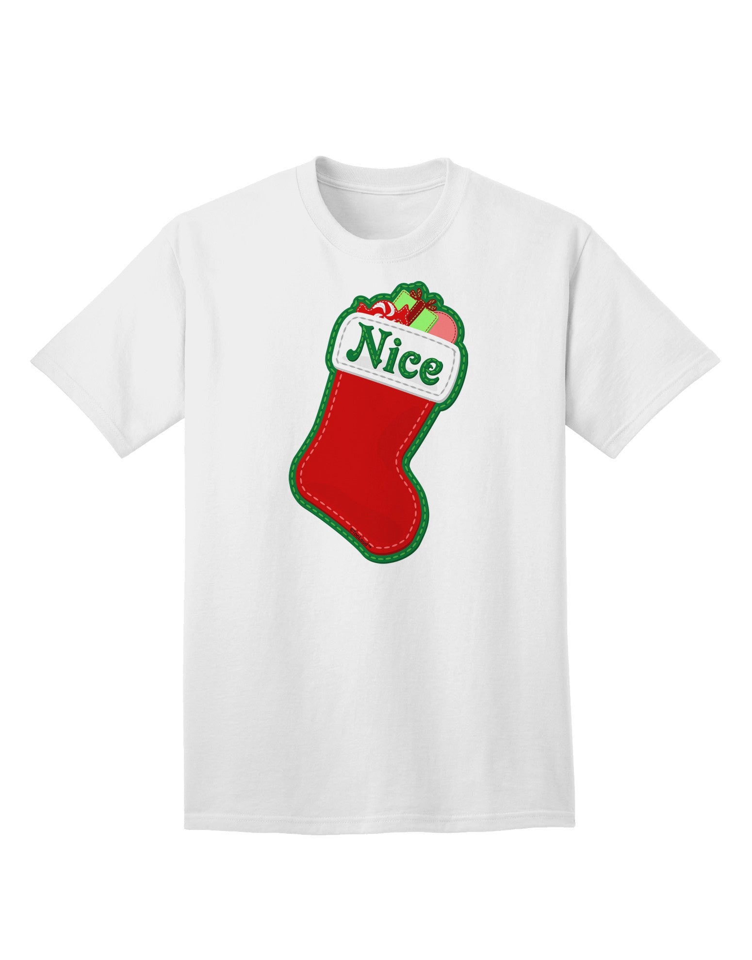 Charming Collection: Nice Stocking Cute Christmas Adult T-Shirt - Perfect for Festive Season-Mens T-shirts-TooLoud-White-Small-Davson Sales