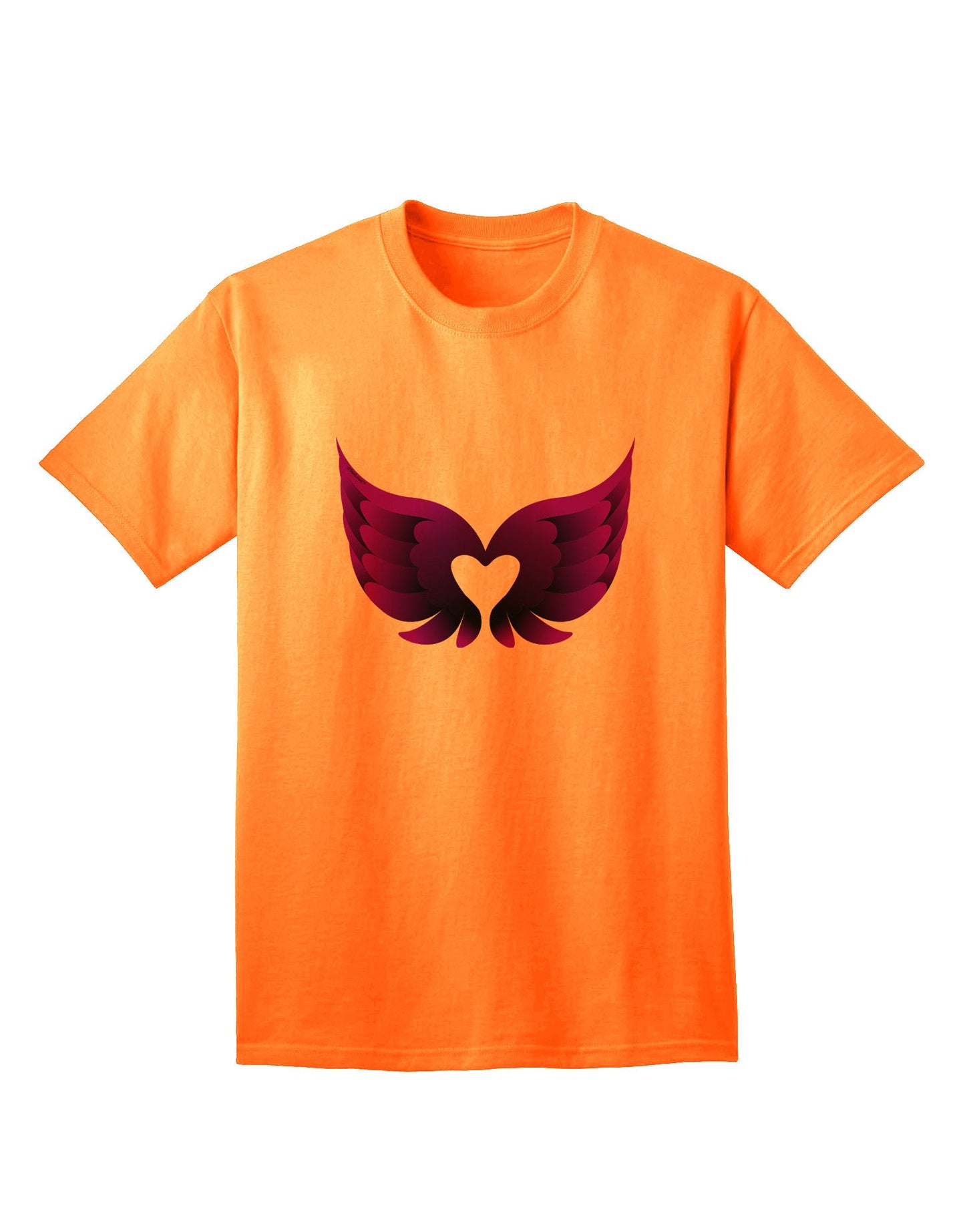 Charming Dark Angel Wings: Black and Purple Heart Adult T-Shirt - A Fashion Statement for the Bold-Mens T-shirts-TooLoud-Neon-Orange-Small-Davson Sales