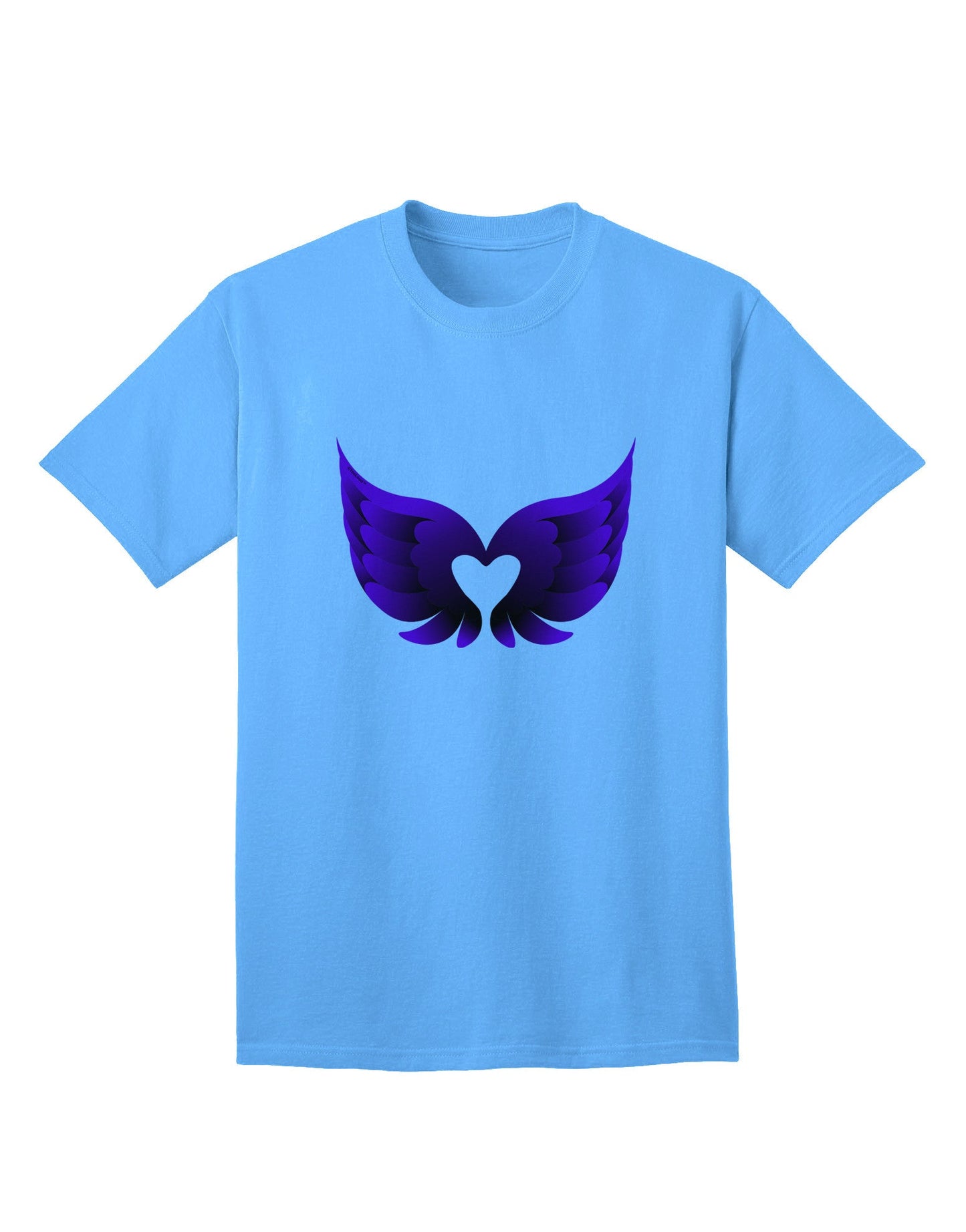 Charming Dark Angel Wings: Black and Purple Heart Adult T-Shirt - A Fashion Statement for the Bold-Mens T-shirts-TooLoud-Aquatic-Blue-Small-Davson Sales