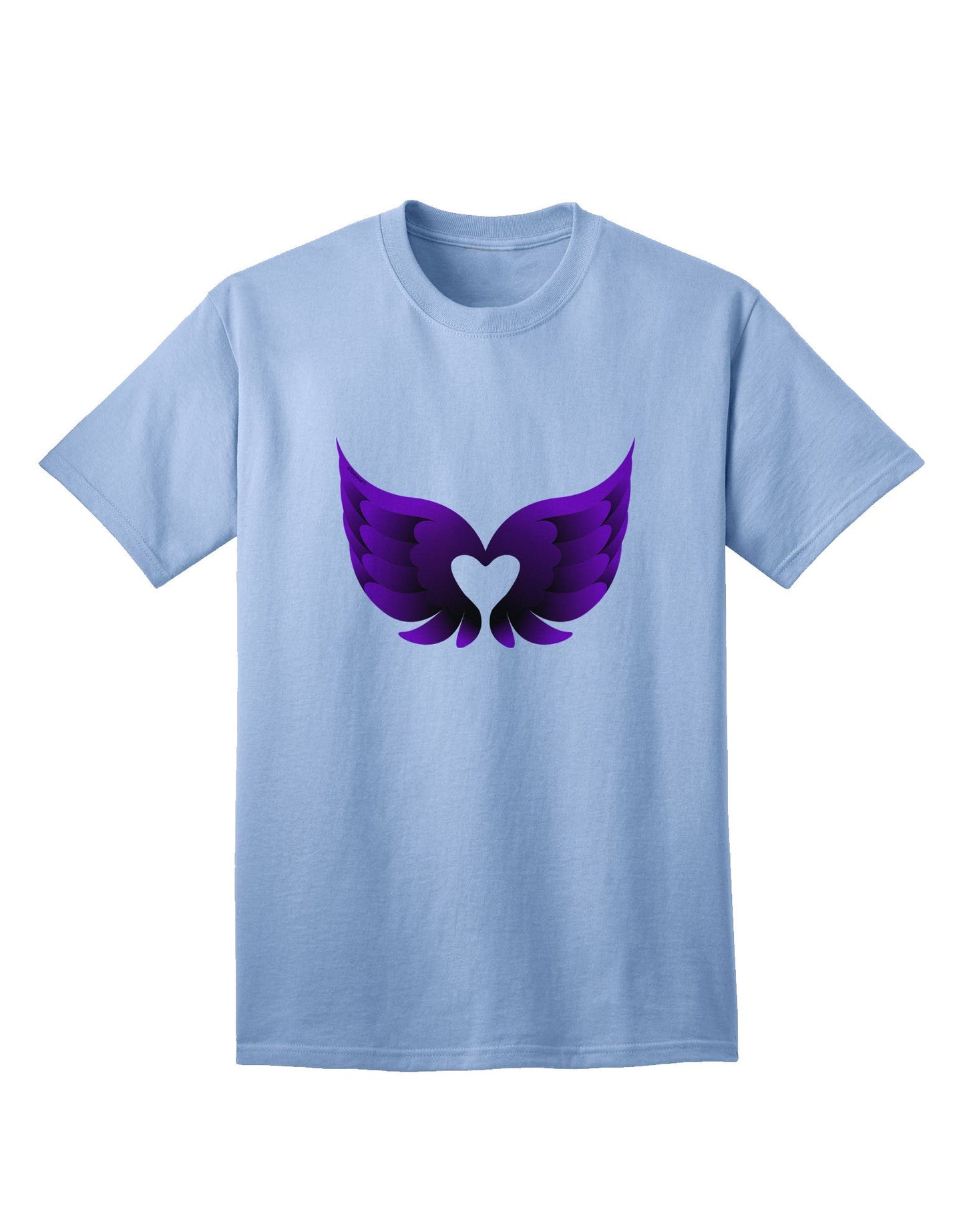 Charming Dark Angel Wings: Black and Purple Heart Adult T-Shirt - A Fashion Statement for the Bold-Mens T-shirts-TooLoud-Light-Blue-Small-Davson Sales