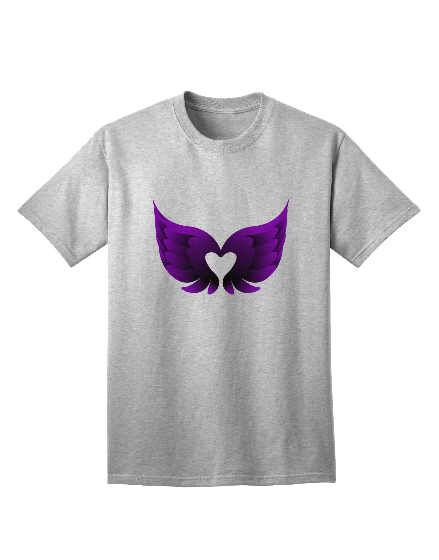 Charming Dark Angel Wings: Black and Purple Heart Adult T-Shirt - A Fashion Statement for the Bold-Mens T-shirts-TooLoud-AshGray-Small-Davson Sales