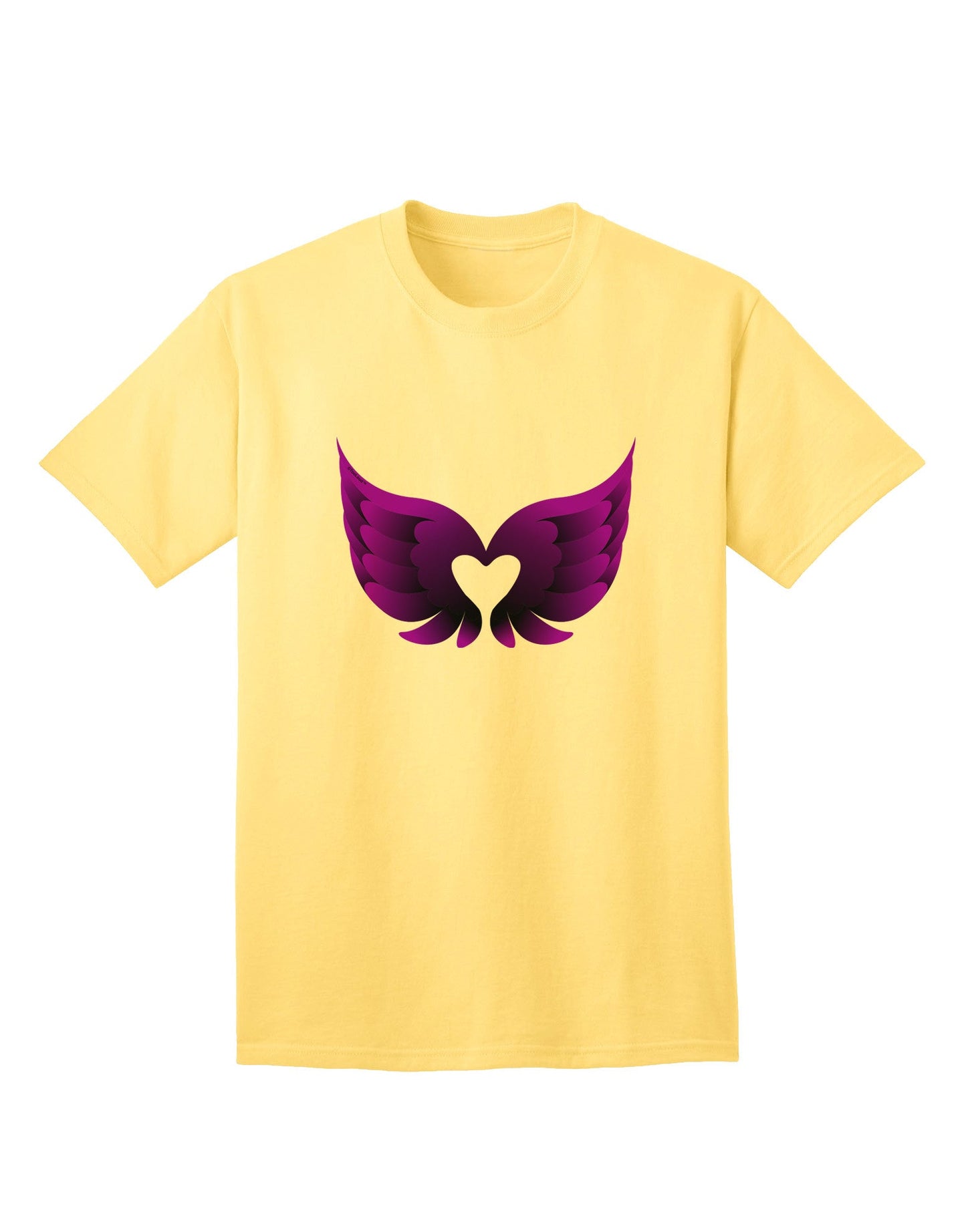 Charming Dark Angel Wings: Black and Purple Heart Adult T-Shirt - A Fashion Statement for the Bold-Mens T-shirts-TooLoud-Yellow-Small-Davson Sales