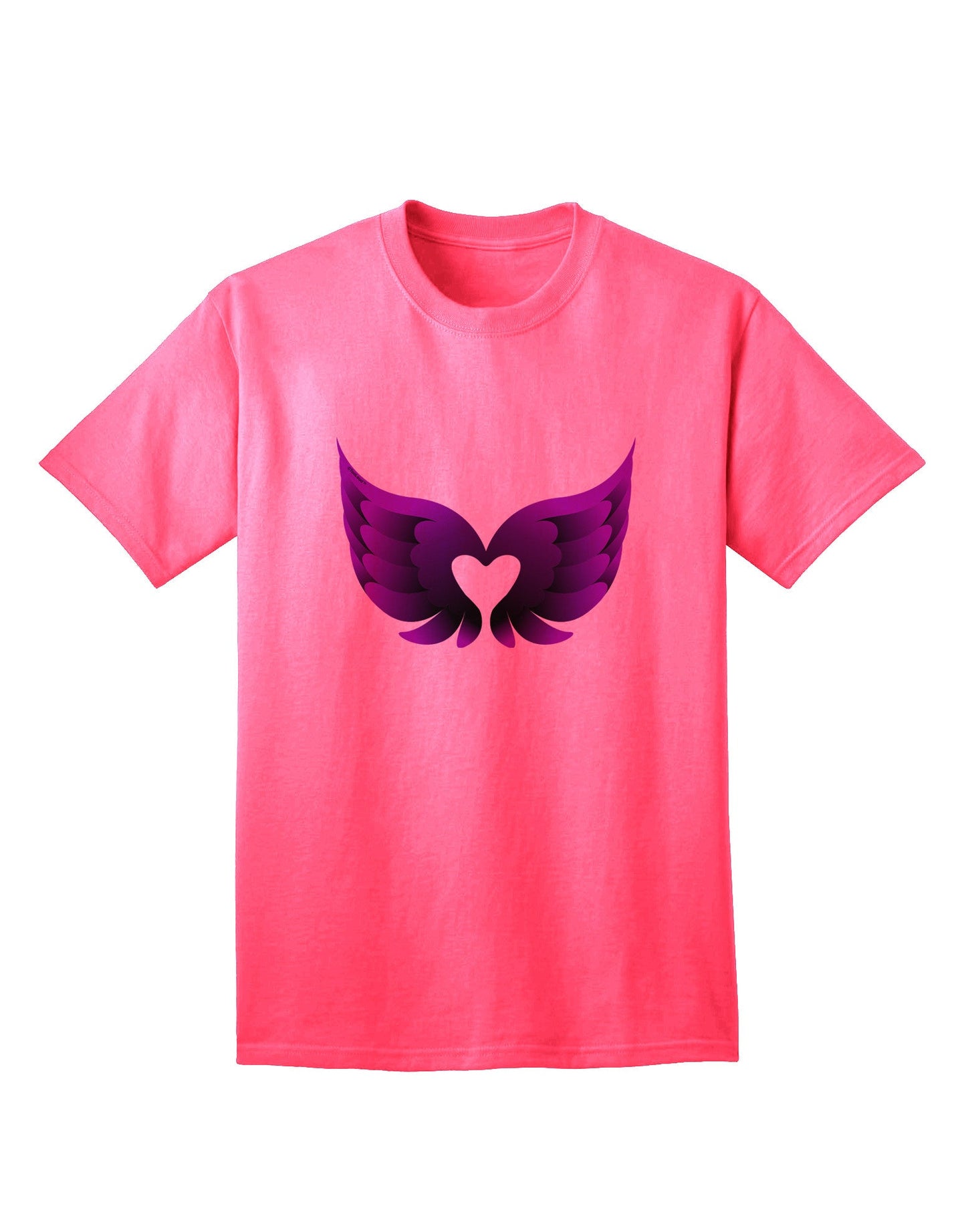 Charming Dark Angel Wings: Black and Purple Heart Adult T-Shirt - A Fashion Statement for the Bold-Mens T-shirts-TooLoud-Neon-Pink-Small-Davson Sales