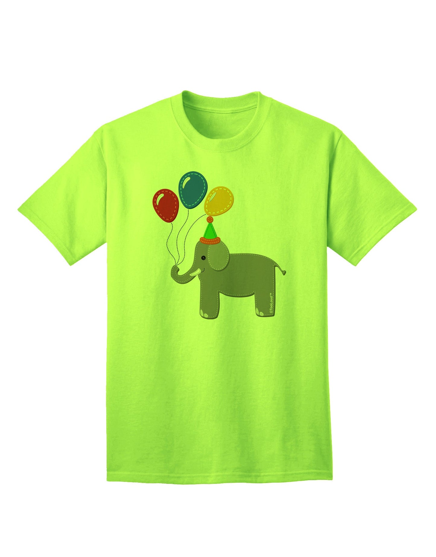 Charming Elephant with Balloons: Premium Adult T-Shirt Collection-Mens T-shirts-TooLoud-Neon-Green-Small-Davson Sales