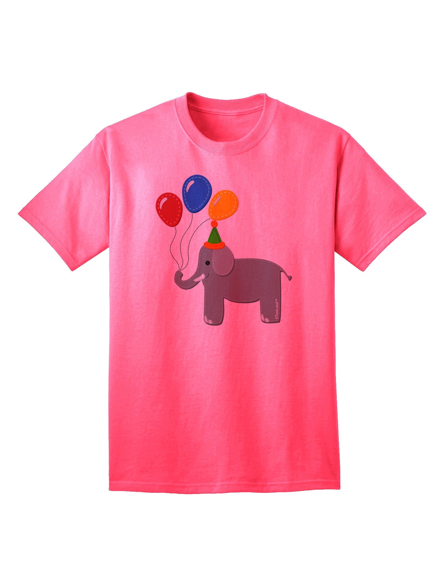 Charming Elephant with Balloons: Premium Adult T-Shirt Collection-Mens T-shirts-TooLoud-Neon-Pink-Small-Davson Sales