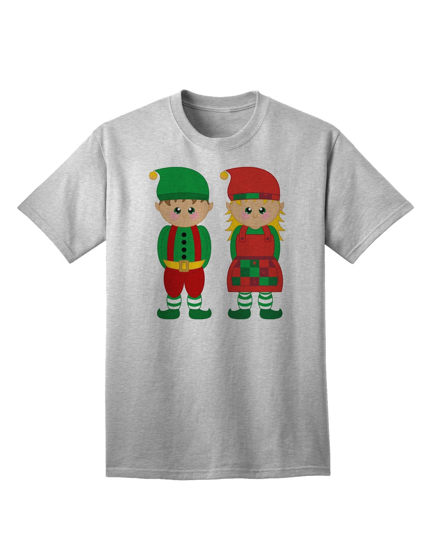 Charming Elf Couple - Adult Christmas T-Shirt for Festive Celebrations-Mens T-shirts-TooLoud-AshGray-Small-Davson Sales