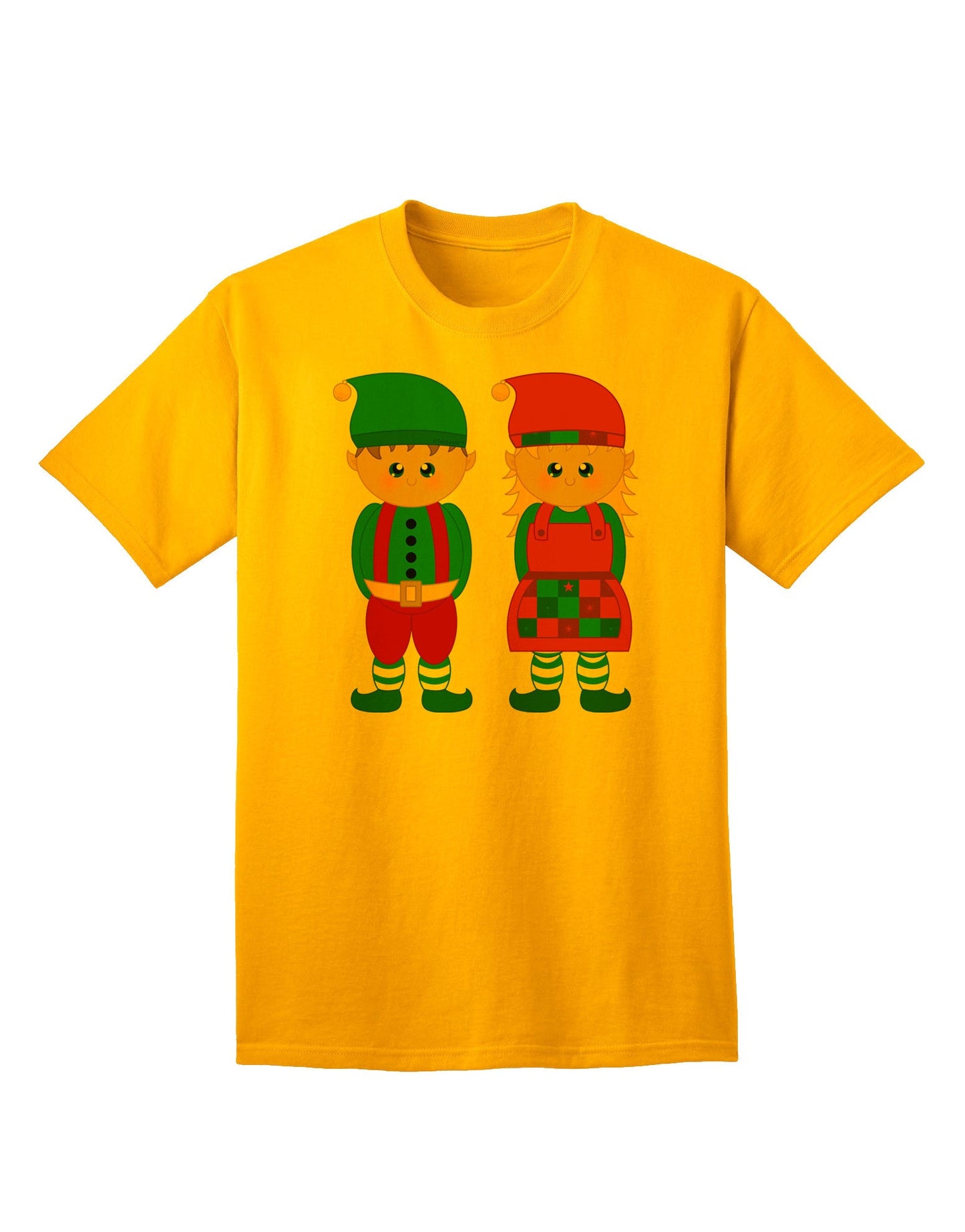 Charming Elf Couple - Adult Christmas T-Shirt for Festive Celebrations-Mens T-shirts-TooLoud-Gold-Small-Davson Sales