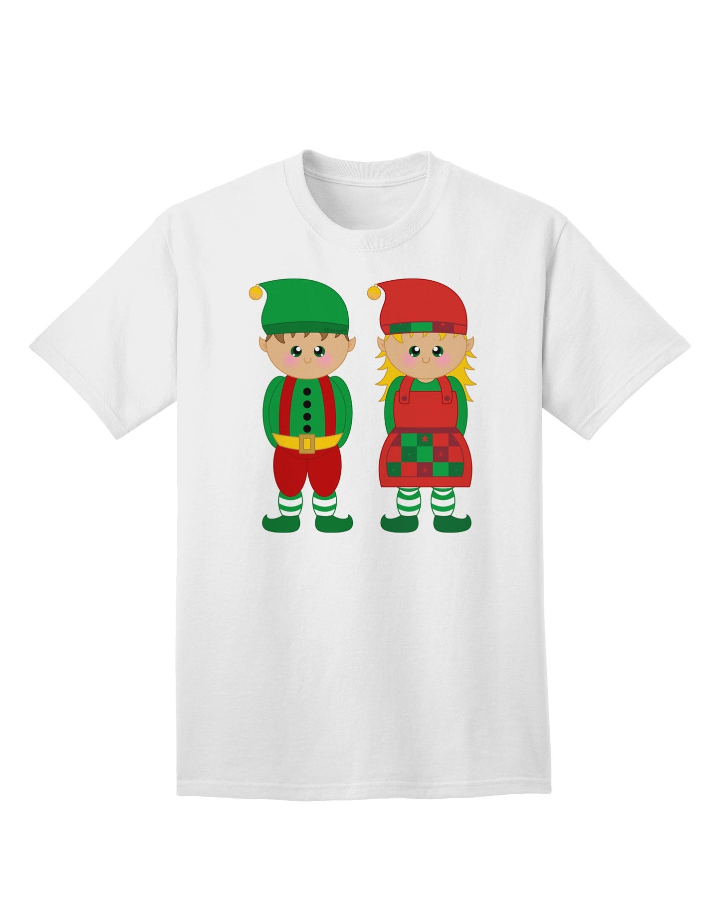 Charming Elf Couple - Adult Christmas T-Shirt for Festive Celebrations-Mens T-shirts-TooLoud-White-Small-Davson Sales