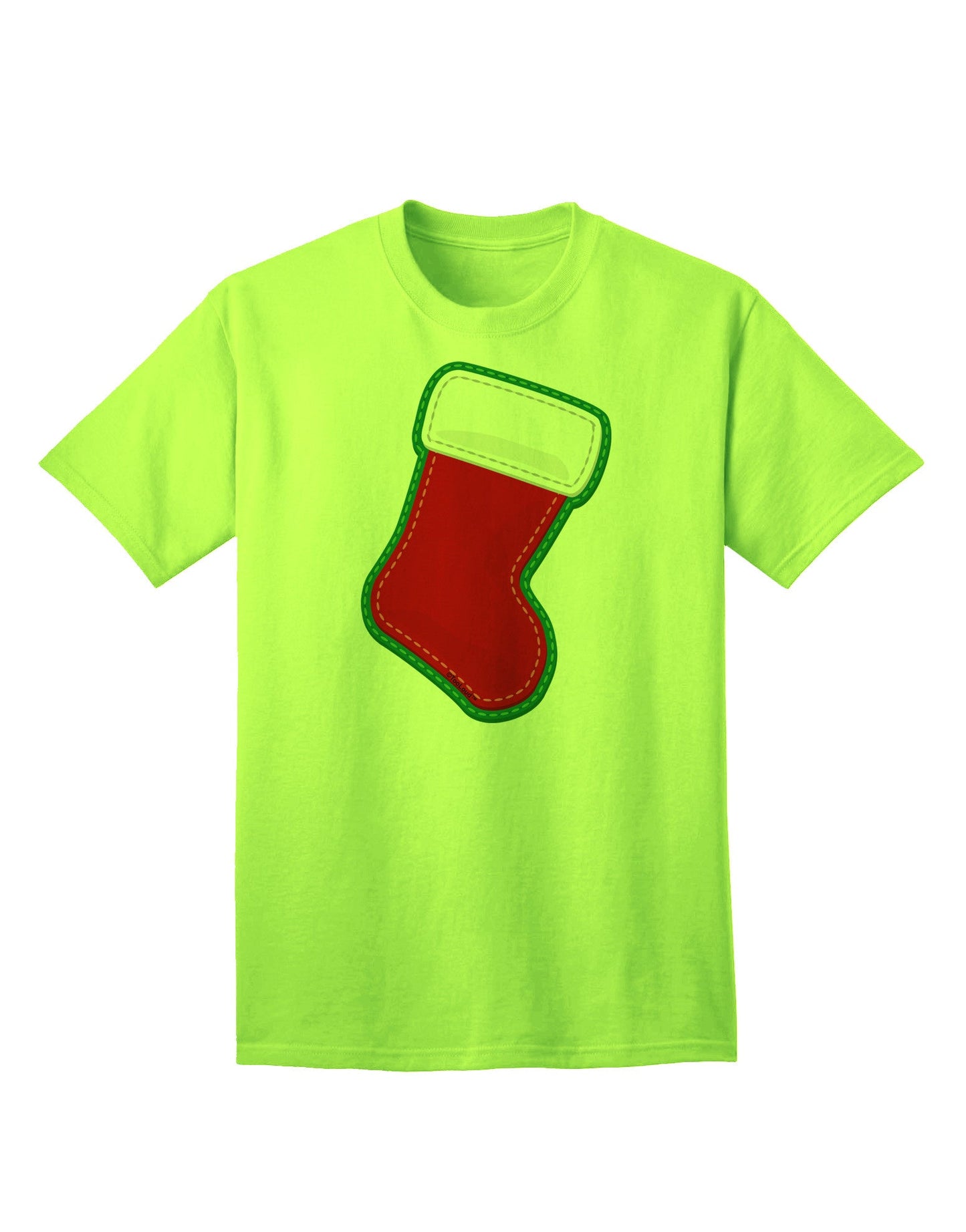 Charming Faux Applique Christmas Stocking Adult T-Shirt - A Festive Ecommerce Exclusive-Mens T-shirts-TooLoud-Neon-Green-Small-Davson Sales