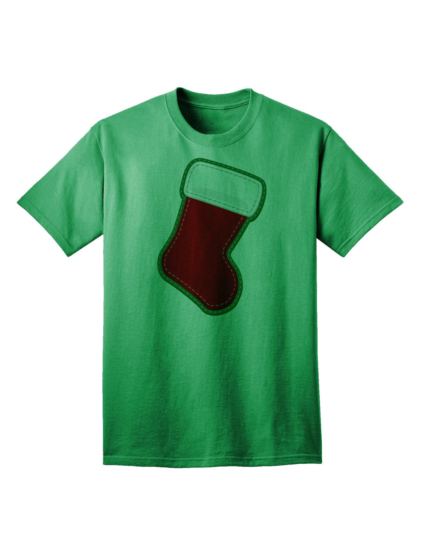 Charming Faux Applique Christmas Stocking Adult T-Shirt - A Festive Ecommerce Exclusive-Mens T-shirts-TooLoud-Kelly-Green-Small-Davson Sales
