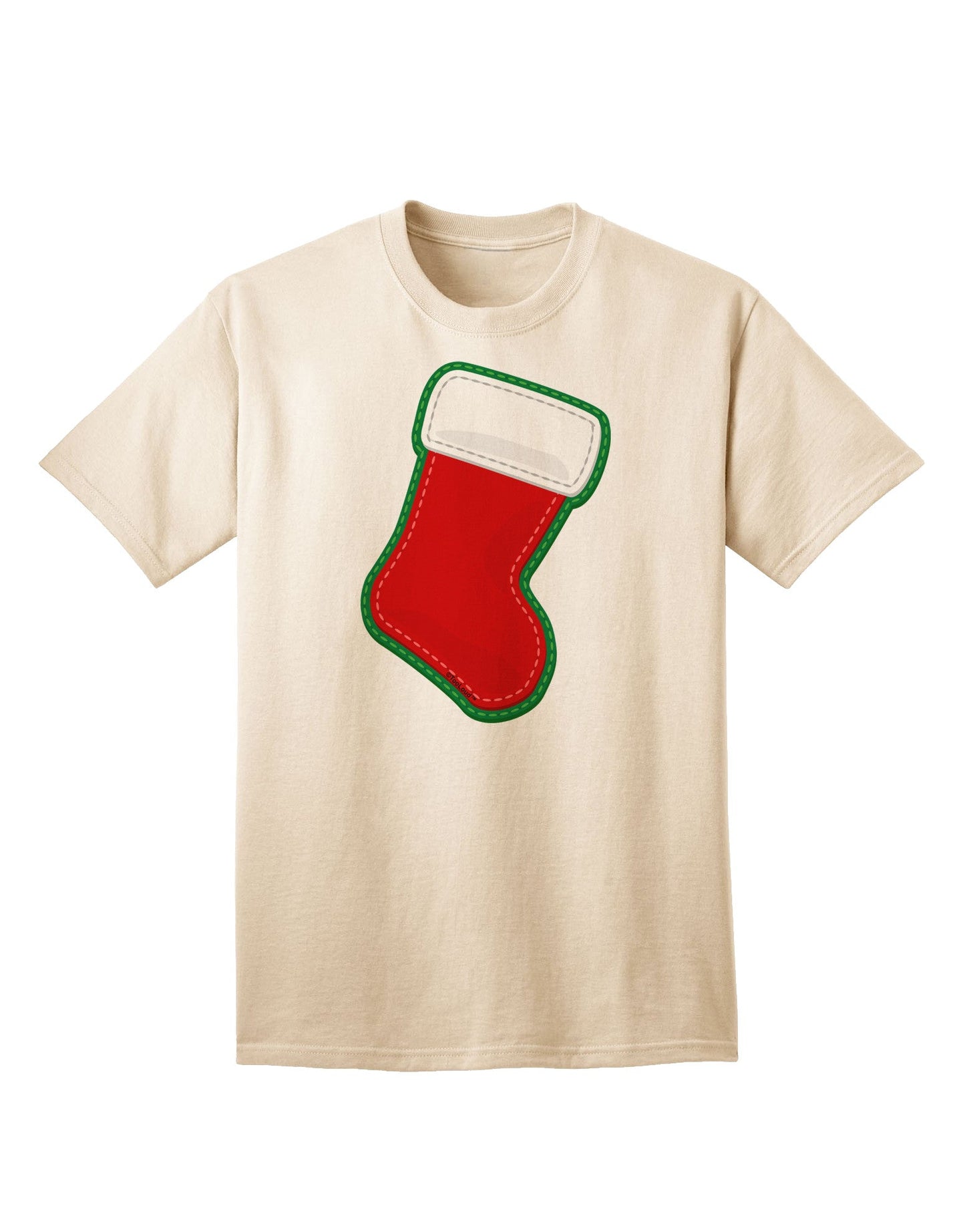 Charming Faux Applique Christmas Stocking Adult T-Shirt - A Festive Ecommerce Exclusive-Mens T-shirts-TooLoud-Natural-Small-Davson Sales