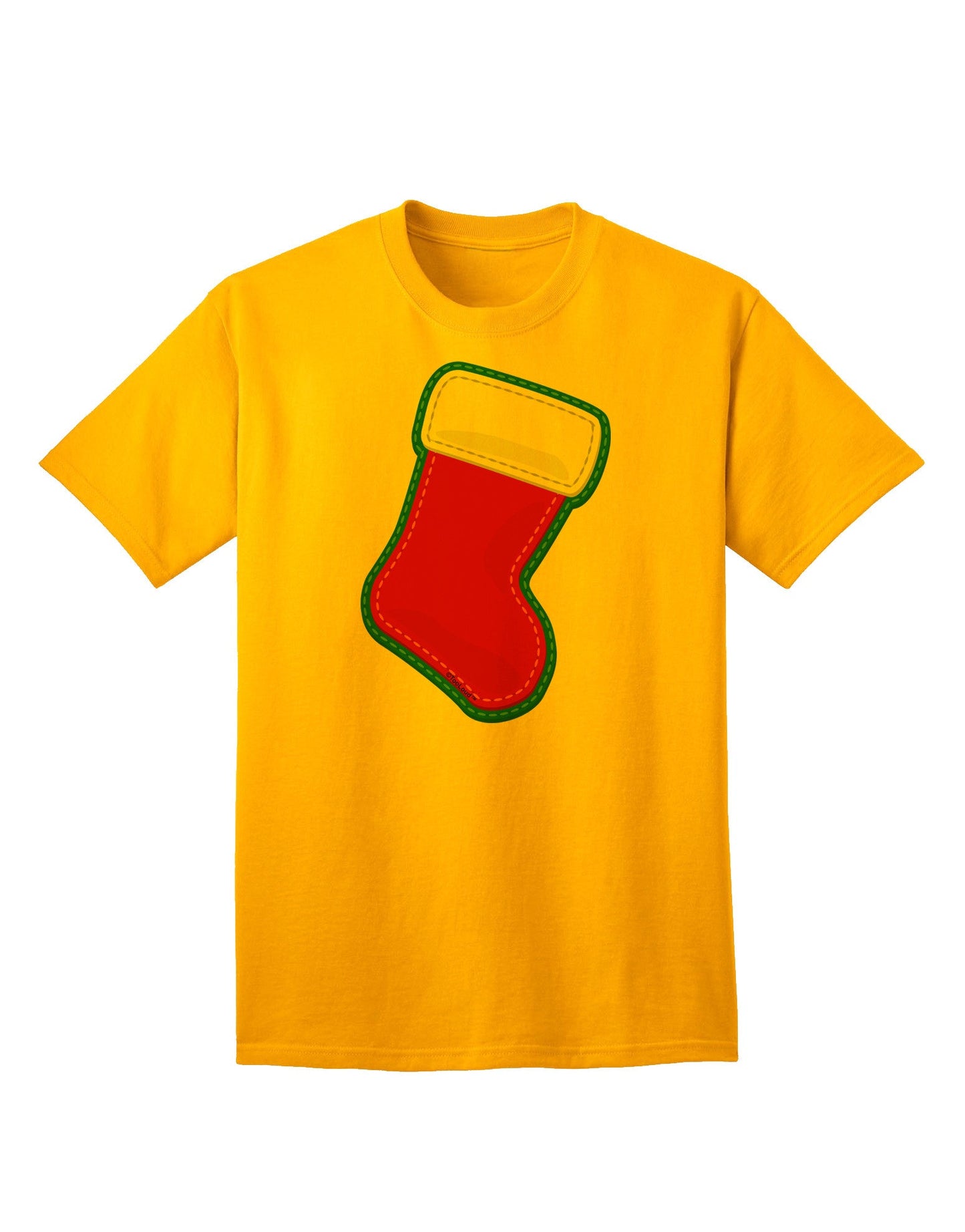 Charming Faux Applique Christmas Stocking Adult T-Shirt - A Festive Ecommerce Exclusive-Mens T-shirts-TooLoud-Gold-Small-Davson Sales