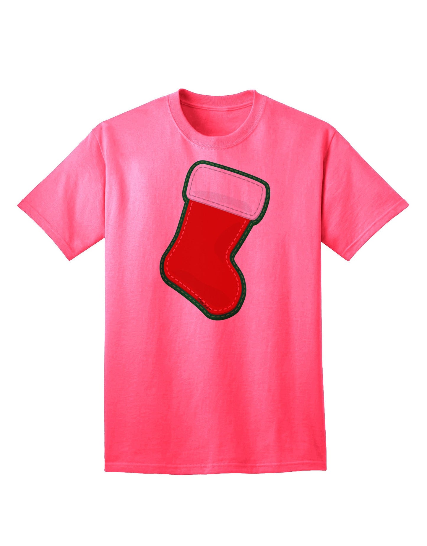 Charming Faux Applique Christmas Stocking Adult T-Shirt - A Festive Ecommerce Exclusive-Mens T-shirts-TooLoud-Neon-Pink-Small-Davson Sales