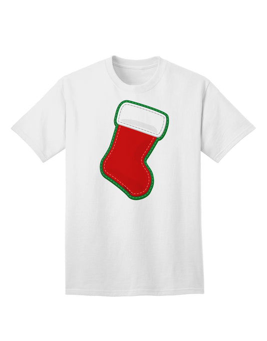 Charming Faux Applique Christmas Stocking Adult T-Shirt - A Festive Ecommerce Exclusive-Mens T-shirts-TooLoud-White-Small-Davson Sales