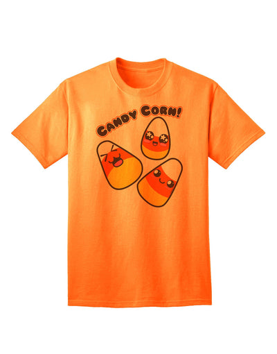 Charming Kawaii Candy Corn - Adult Halloween T-Shirt for the Fashion-Conscious-Mens T-shirts-TooLoud-Neon-Orange-Small-Davson Sales