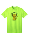 Charming Kitty With Headphones: Premium Adult T-Shirt Collection-Mens T-shirts-TooLoud-Neon-Green-Small-Davson Sales