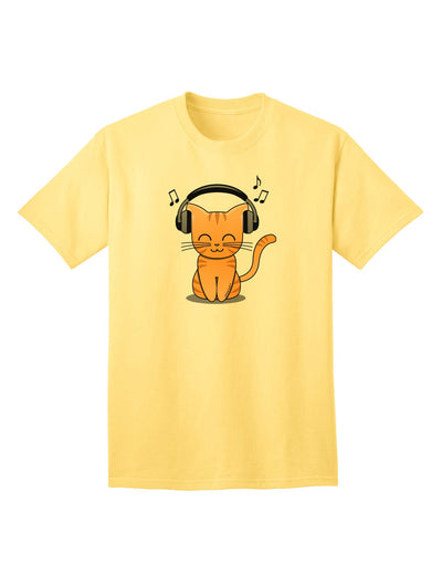 Charming Kitty With Headphones: Premium Adult T-Shirt Collection-Mens T-shirts-TooLoud-Yellow-Small-Davson Sales