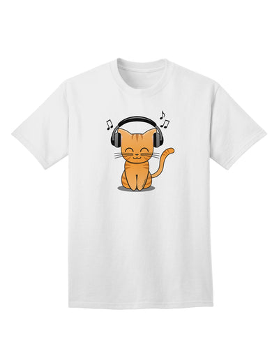 Charming Kitty With Headphones: Premium Adult T-Shirt Collection-Mens T-shirts-TooLoud-White-Small-Davson Sales