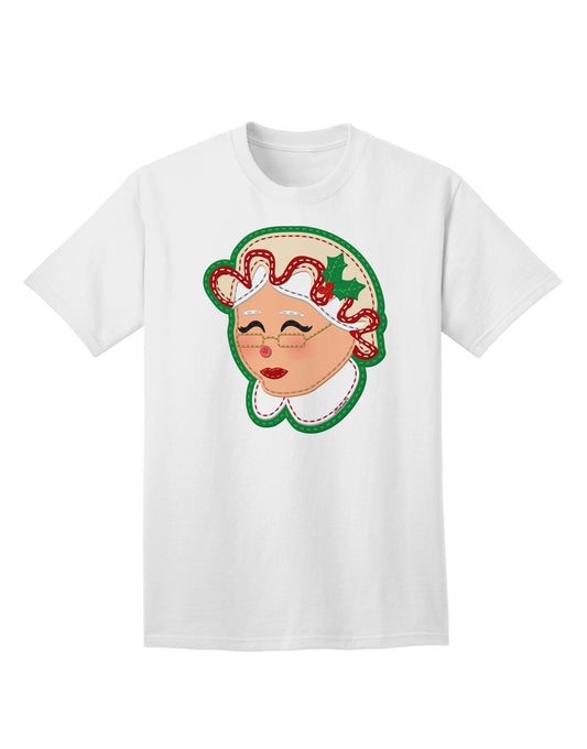 Charming Mrs. Claus Face Faux Applique - Adult T-Shirt for Festive Elegance-Mens T-shirts-TooLoud-White-Small-Davson Sales