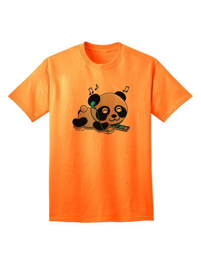 Charming Panda Graphic Adult T-Shirt with Ear Buds Design-Mens T-shirts-TooLoud-Neon-Orange-Small-Davson Sales