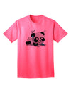 Charming Panda Graphic Adult T-Shirt with Ear Buds Design-Mens T-shirts-TooLoud-Neon-Pink-Small-Davson Sales