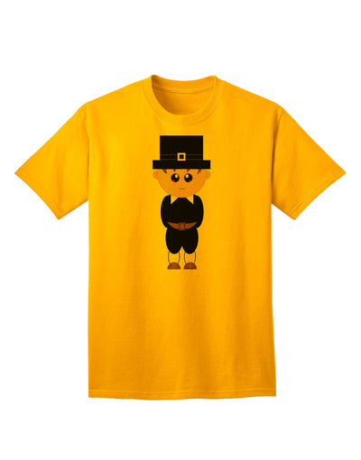 Charming Pilgrim Boy - Adult Thanksgiving T-Shirt for Festive Celebrations-Mens T-shirts-TooLoud-Gold-Small-Davson Sales