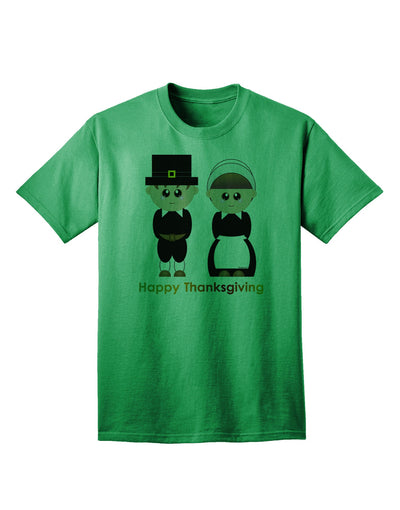Charming Pilgrim Duo: Celebratory Thanksgiving Adult T-Shirt-Mens T-shirts-TooLoud-Kelly-Green-Small-Davson Sales