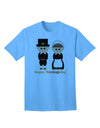 Charming Pilgrim Duo: Celebratory Thanksgiving Adult T-Shirt-Mens T-shirts-TooLoud-Aquatic-Blue-Small-Davson Sales