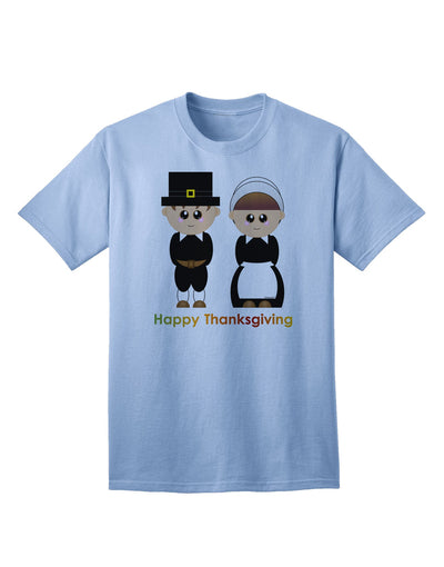 Charming Pilgrim Duo: Celebratory Thanksgiving Adult T-Shirt-Mens T-shirts-TooLoud-Light-Blue-Small-Davson Sales