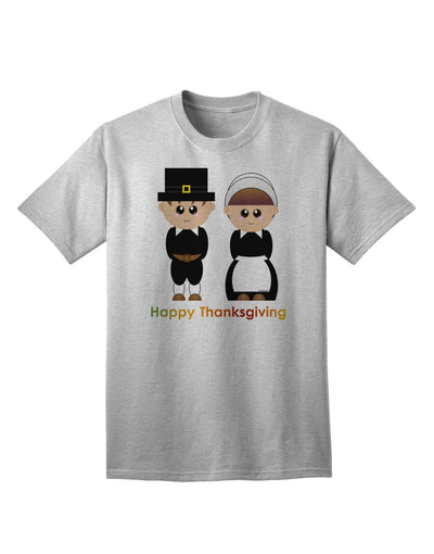 Charming Pilgrim Duo: Celebratory Thanksgiving Adult T-Shirt-Mens T-shirts-TooLoud-AshGray-Small-Davson Sales