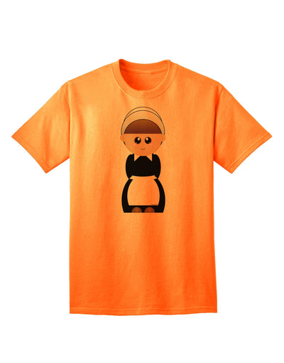 Charming Pilgrim Girl - Adult Thanksgiving T-Shirt for Festive Celebrations-Mens T-shirts-TooLoud-Neon-Orange-Small-Davson Sales