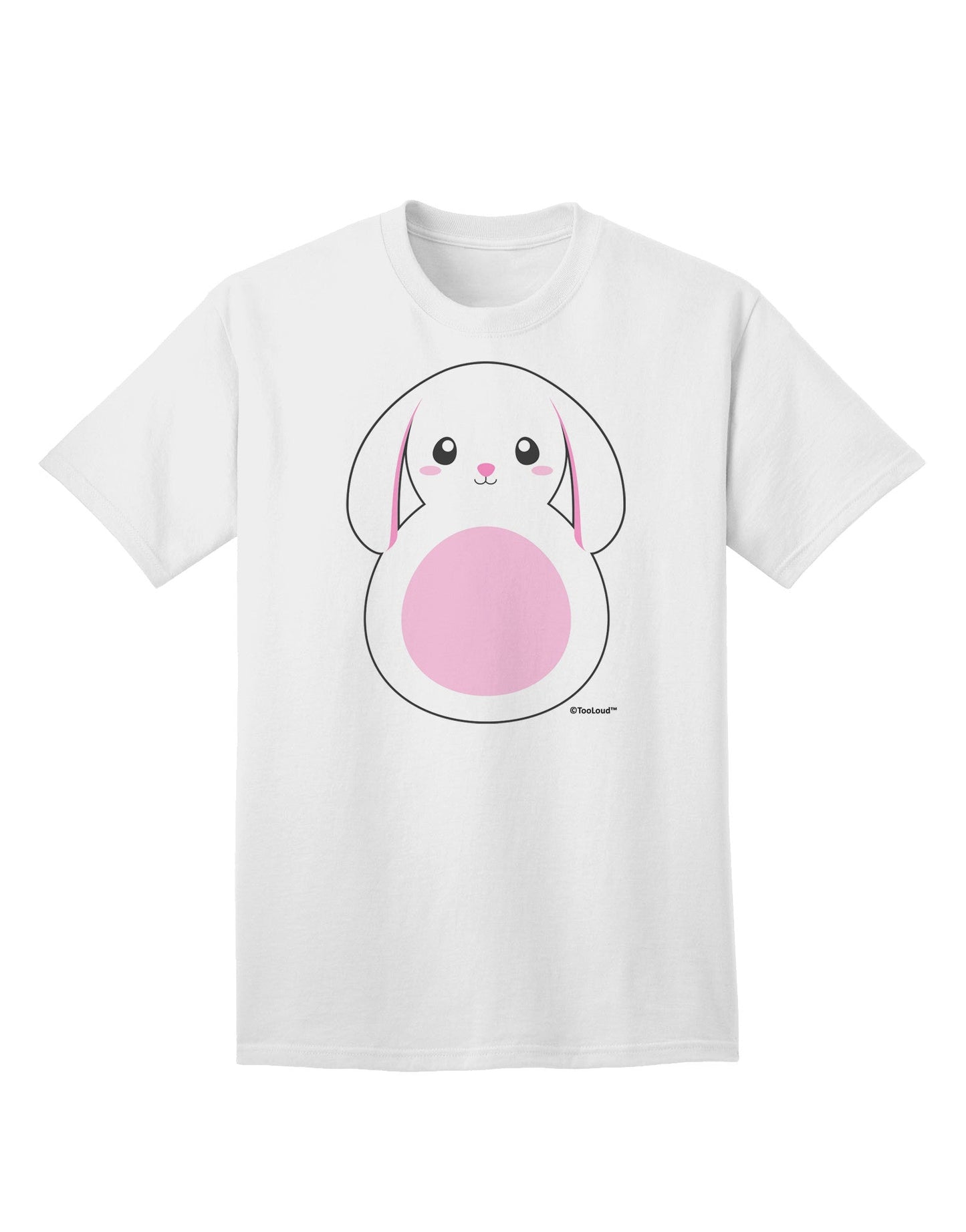 Charming Pink Adult T-Shirt featuring a Delightful Bunny with Floppy Ears-Mens T-shirts-TooLoud-White-Small-Davson Sales