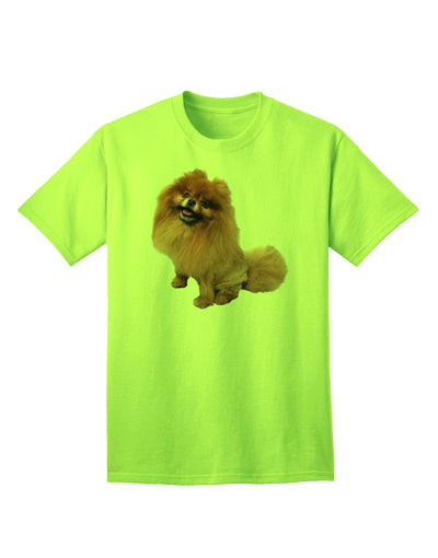 Charming Pomeranian in Adorable Pose - Premium Adult T-Shirt Collection-Mens T-shirts-TooLoud-Neon-Green-Small-Davson Sales