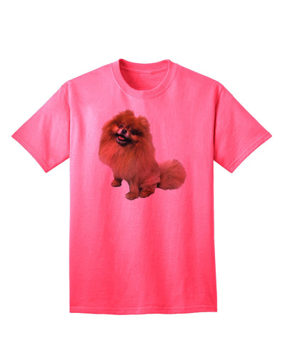 Charming Pomeranian in Adorable Pose - Premium Adult T-Shirt Collection-Mens T-shirts-TooLoud-Neon-Pink-Small-Davson Sales