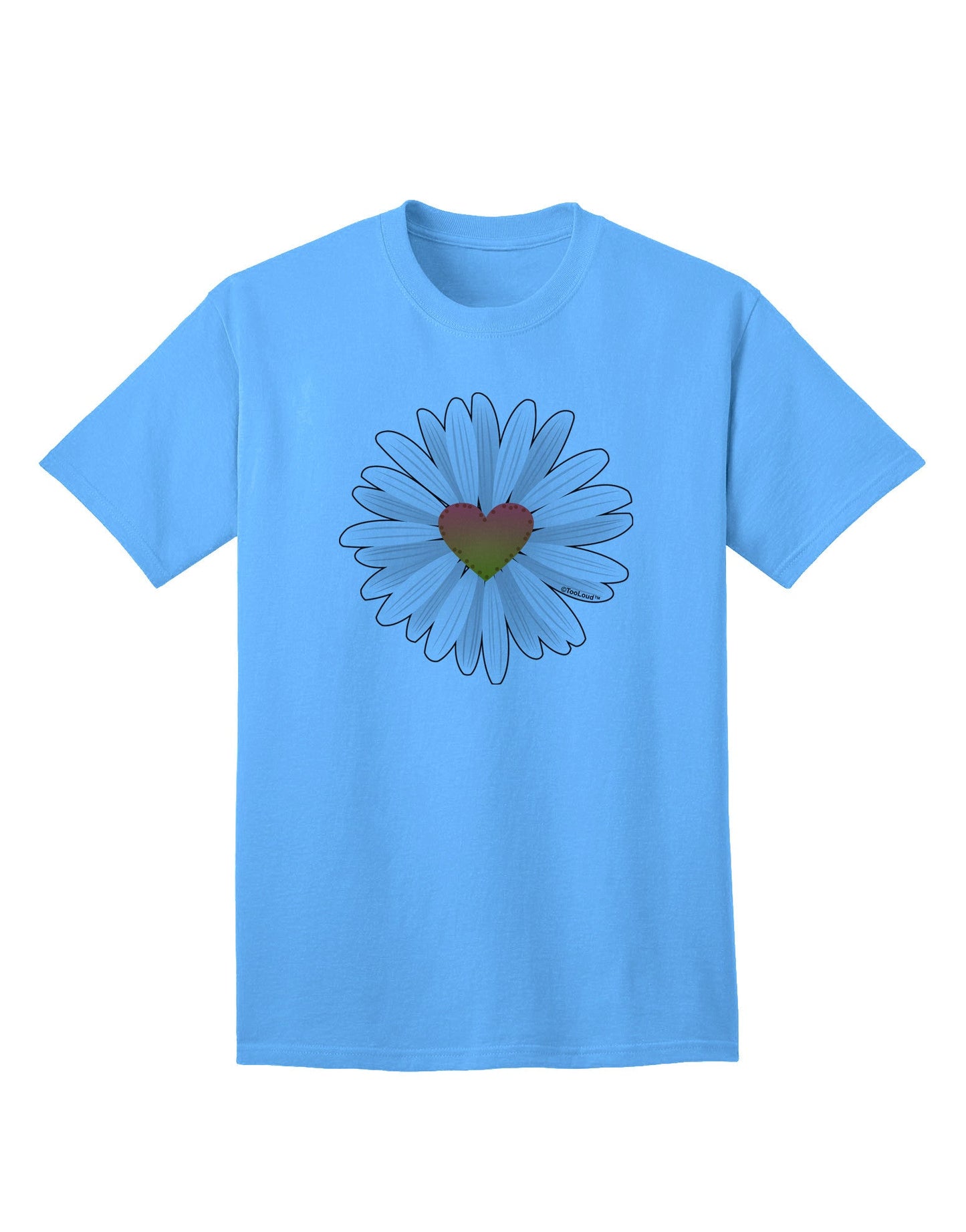 Charming Pretty Daisy Heart Adult T-Shirt - A Fashion Statement for the Modern Adult-Mens T-shirts-TooLoud-Aquatic-Blue-Small-Davson Sales