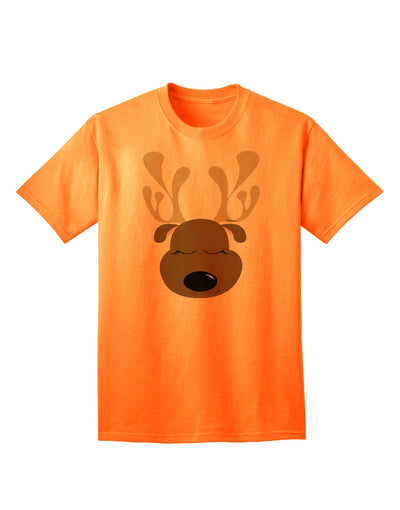 Charming Reindeer Face - Adult Christmas T-Shirt for Festive Elegance-Mens T-shirts-TooLoud-Neon-Orange-Small-Davson Sales