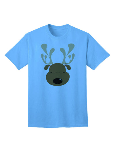 Charming Reindeer Face - Adult Christmas T-Shirt for Festive Elegance-Mens T-shirts-TooLoud-Aquatic-Blue-Small-Davson Sales