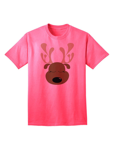 Charming Reindeer Face - Adult Christmas T-Shirt for Festive Elegance-Mens T-shirts-TooLoud-Neon-Pink-Small-Davson Sales